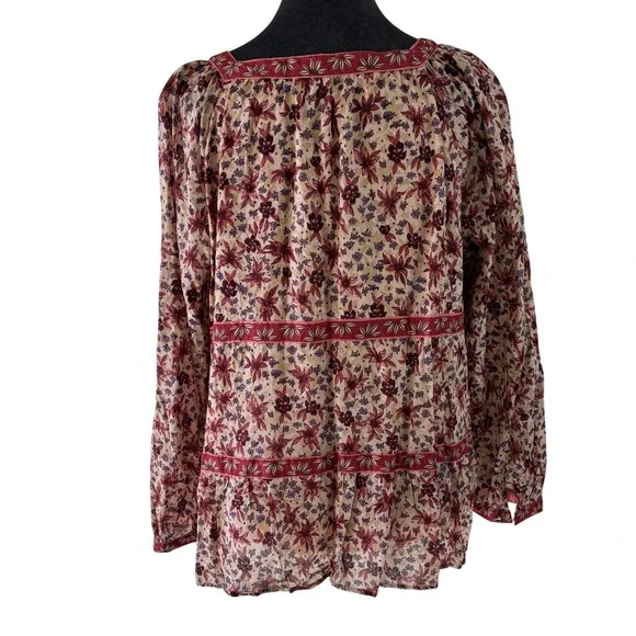 My Danielle Cracker Barrel Wms XL Floral Peasant Blouse Square Neck Tiered Boho - Picture 2 of 10